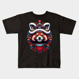 Lion Dance,Red Panda Lion Dance Kids T-Shirt